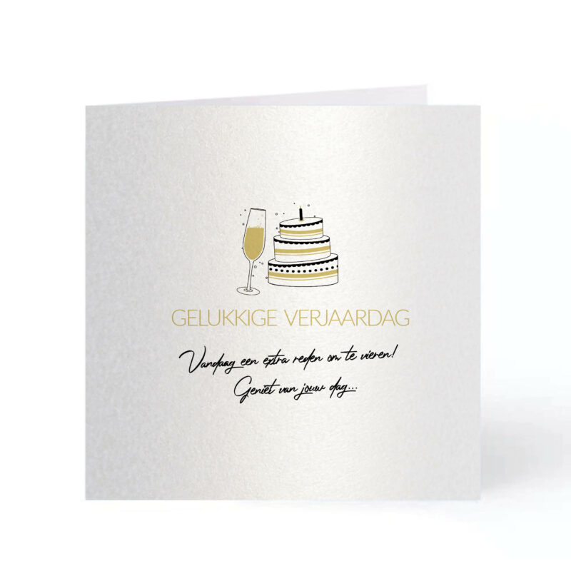 Verjaardagskaart gold champagne